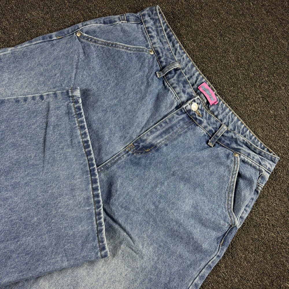 Edikted High Rise Wide Leg Denim Jeans Medium Wash Women's Large 35x30